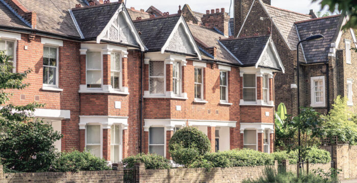 group of terraced red brick houses