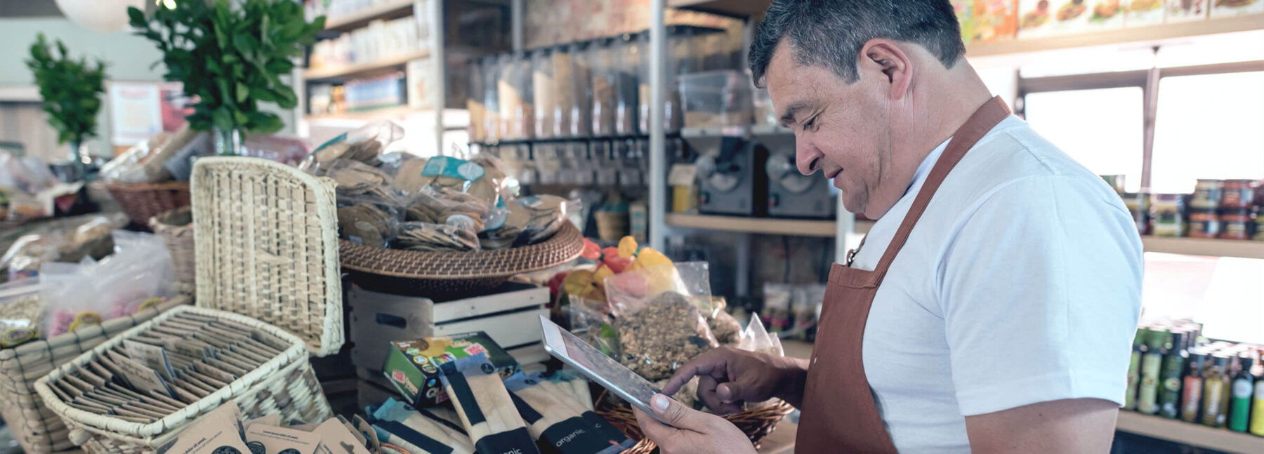 man working in farm shop